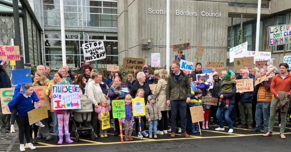 Parents Protest Scottish Borders Nursery Closures